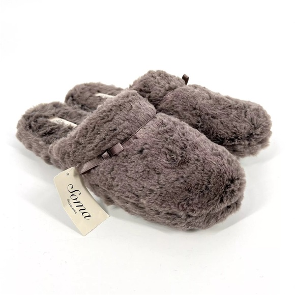 Soma Slippers Embraceable Luxe Mochaccino Plush Soft Womens Size Medium 7 - 8 - Picture 1 of 11